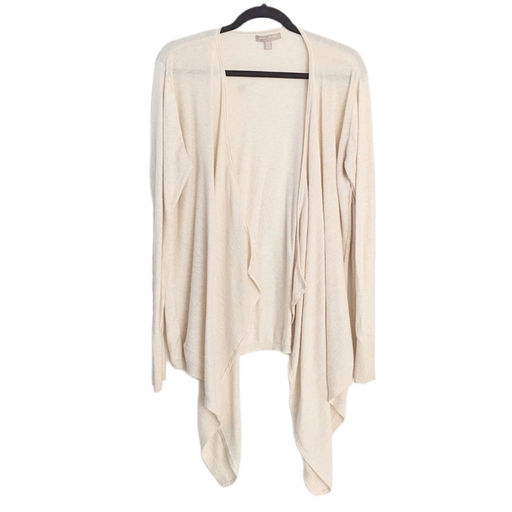 Banana republic wool cotton blend open front cardigan beige cream XL @k